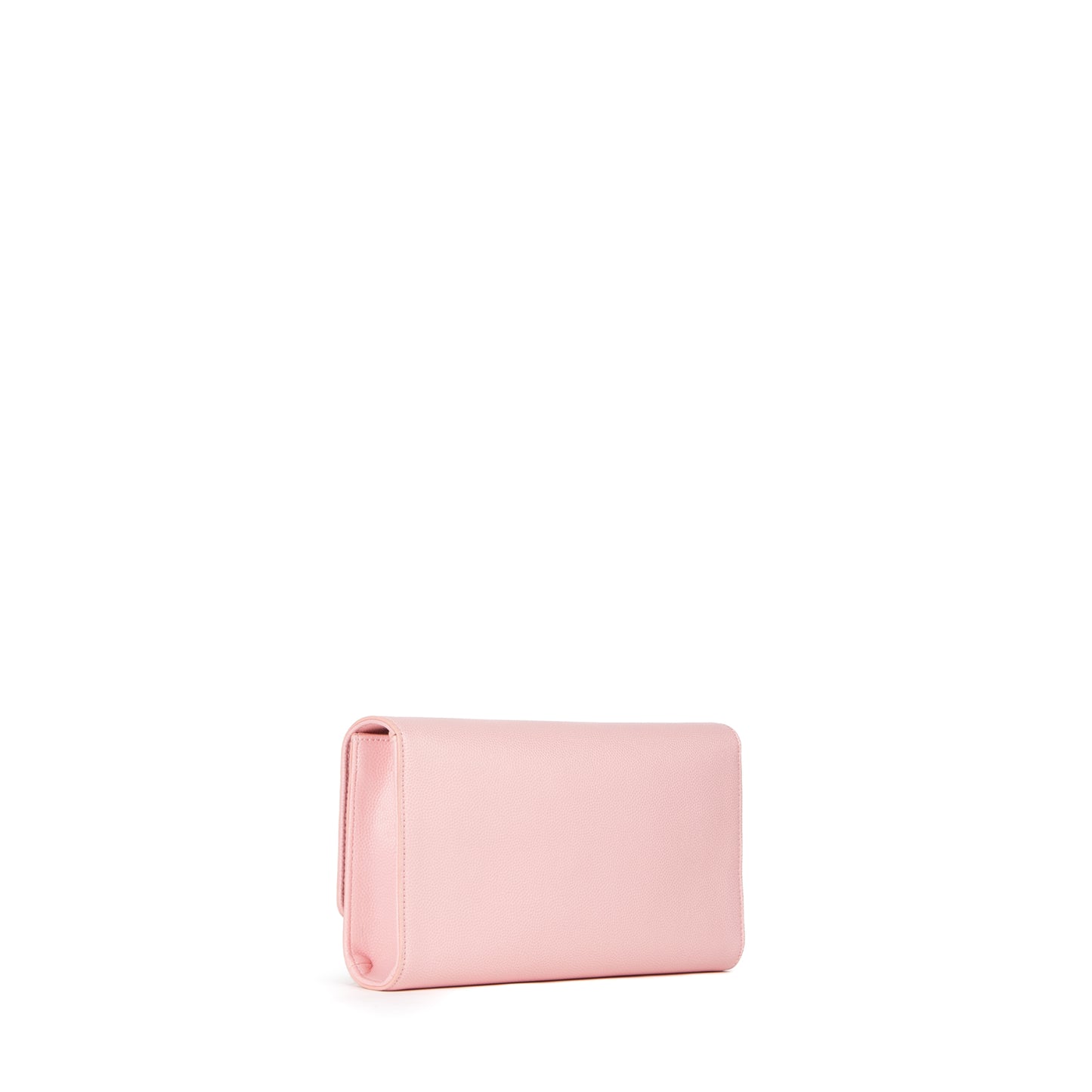 Pochette femme rose pâle à chaîne dorée et fermoir V