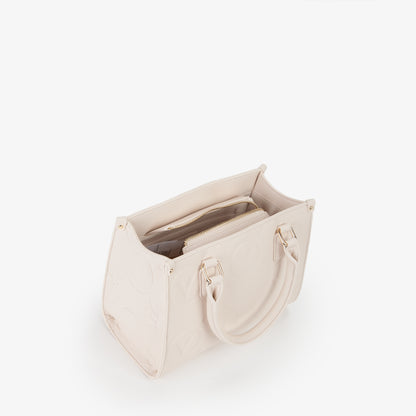 Sac à main femme écru structuré bandoulière réglable