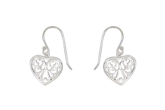 BOUCLES D'OREILLES ARGENT RHODIE - COEUR