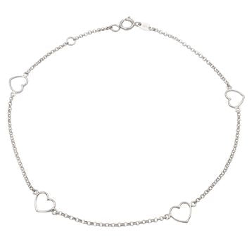 Chaîne cheville femme argent rhodié motif cœur