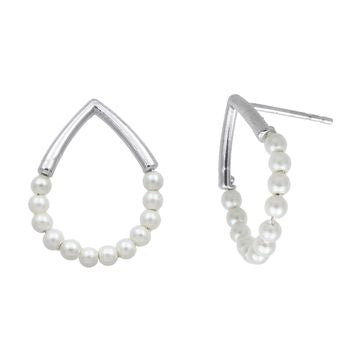 BOUCLES D'OREILLES ARGENT RHODIE - PERLE SYNTHETIQUE