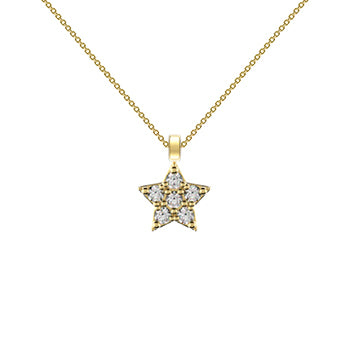 Collier femme or 9 carats étoile zirkonia jaune 40cm
