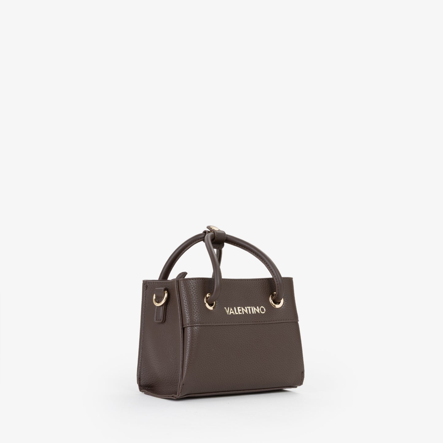 Sac à main femme cuir grainé marron anses rondes dorées
