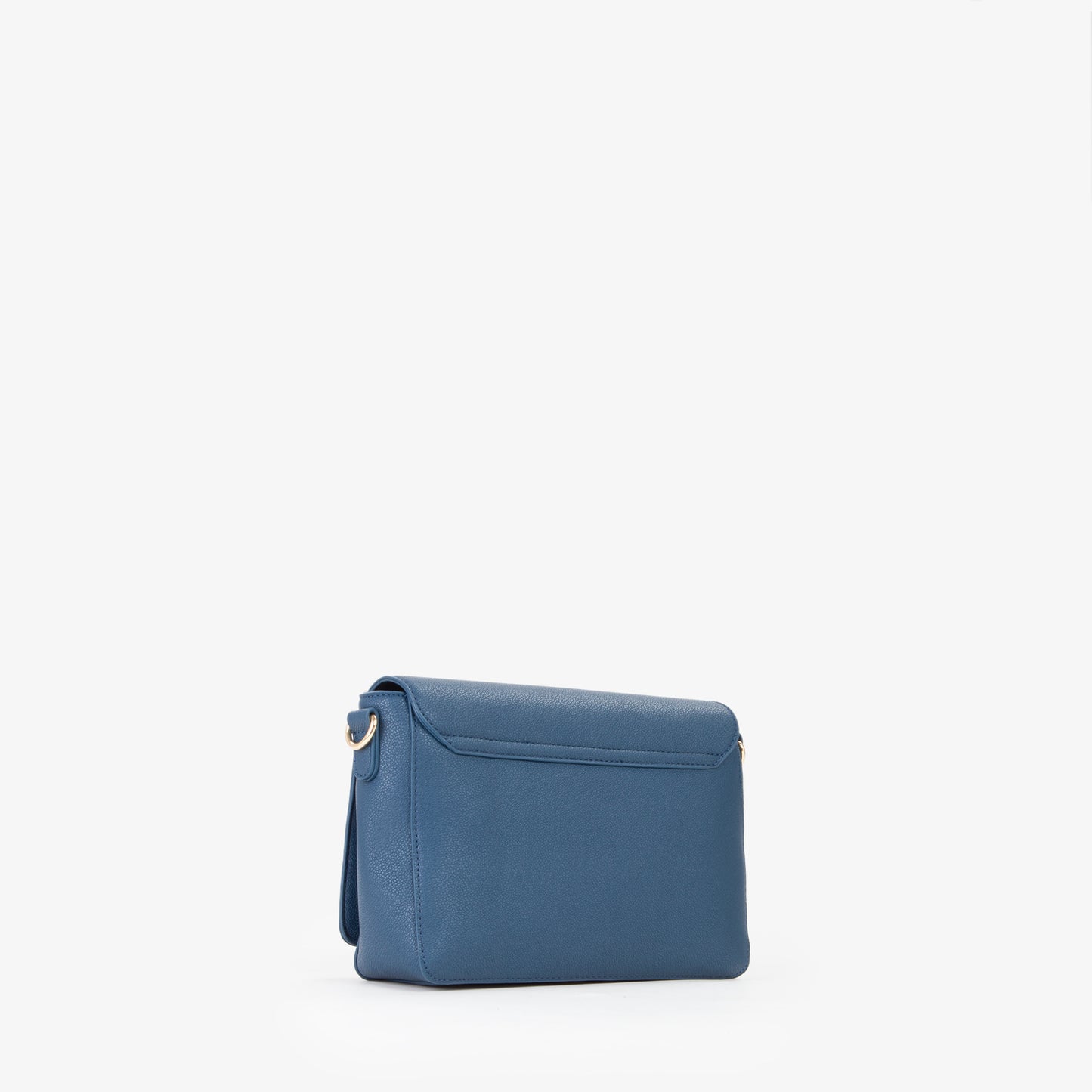 Sac bandoulière femme bleu cuir grainé logo embossé
