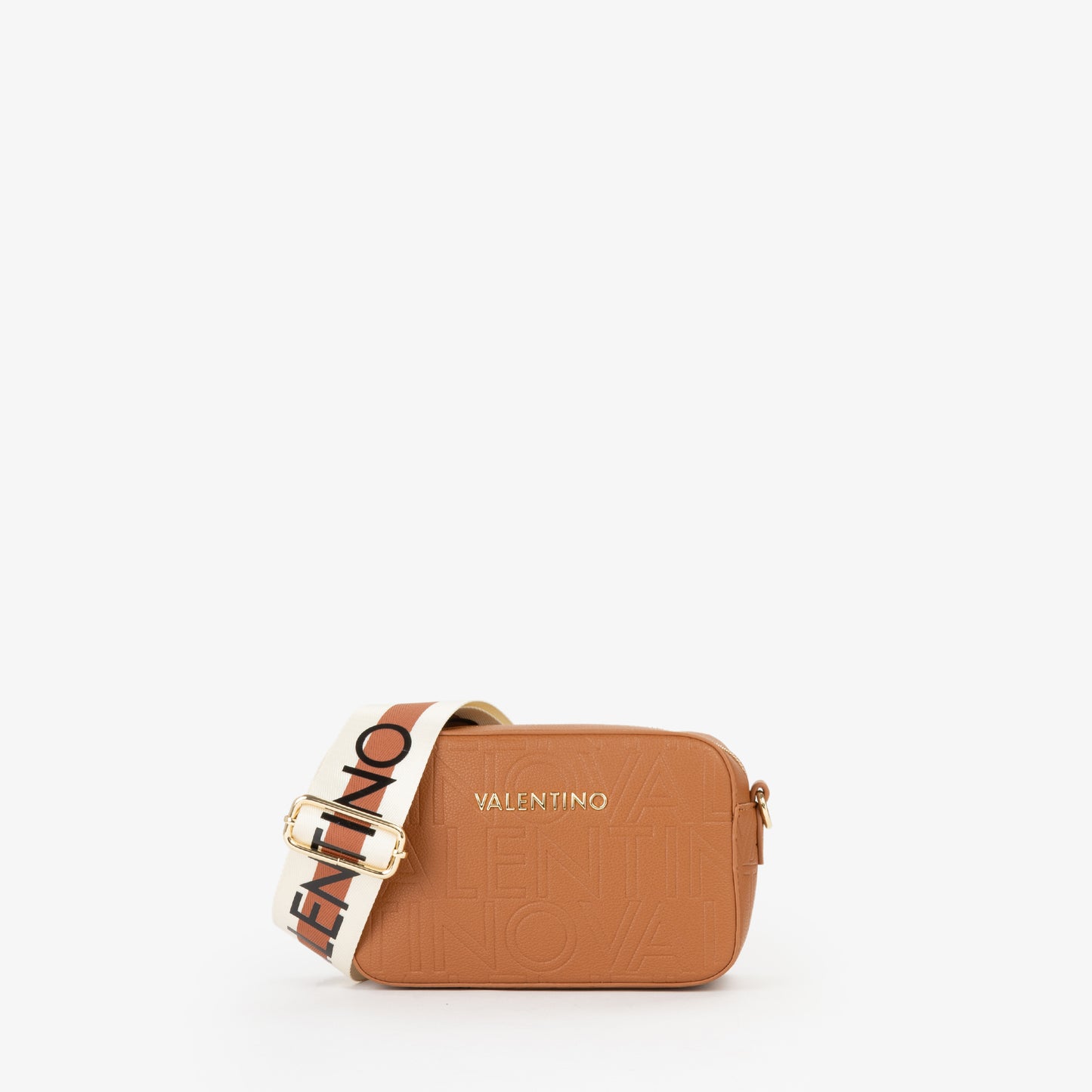 Sac bandoulière femme cuir façon camel logo embossé
