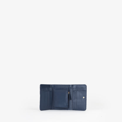 Portefeuille femme bleu marine motif monogramme embossé