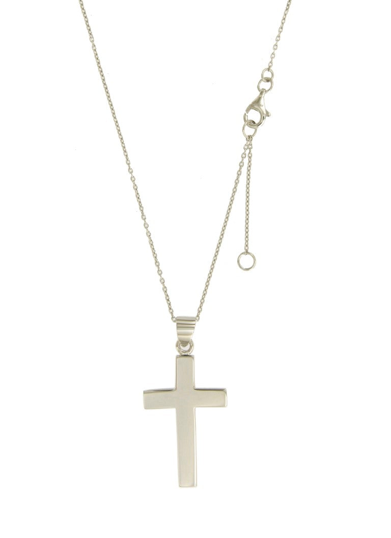 Collier femme argent rhodié pendentif croix 42cm