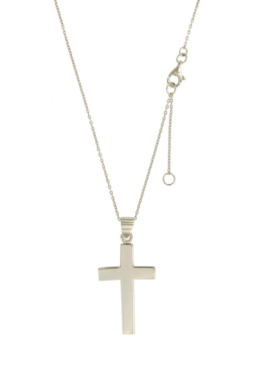 Collier femme argent rhodié pendentif croix 42cm