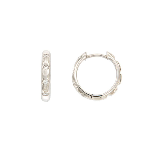 Créoles femme argent rhodié zirconia 16 mm charnière