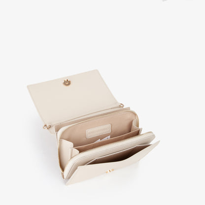 Sac bandoulière femme écru simili cuir fermeture rabat