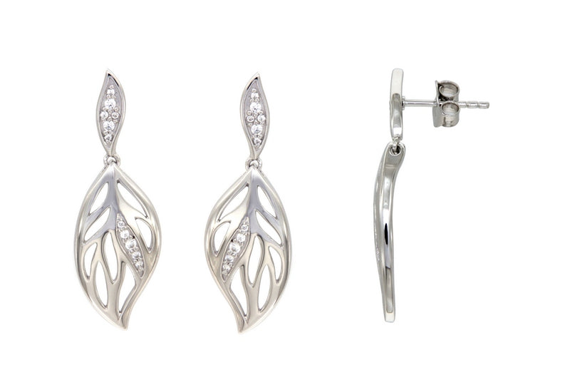 BOUCLES D'OREILLES ARGENT RHODIE - PENDANTES - ZIRCONIA