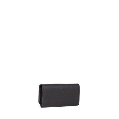 Portefeuille femme simili cuir grainé noir élégant