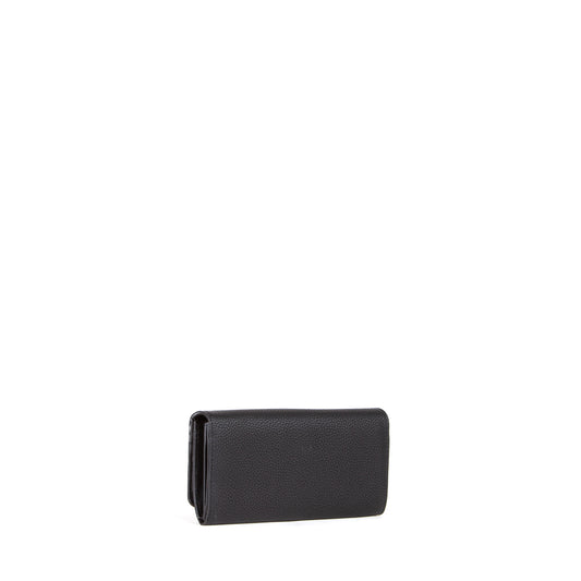 Portefeuille femme simili cuir grainé noir élégant