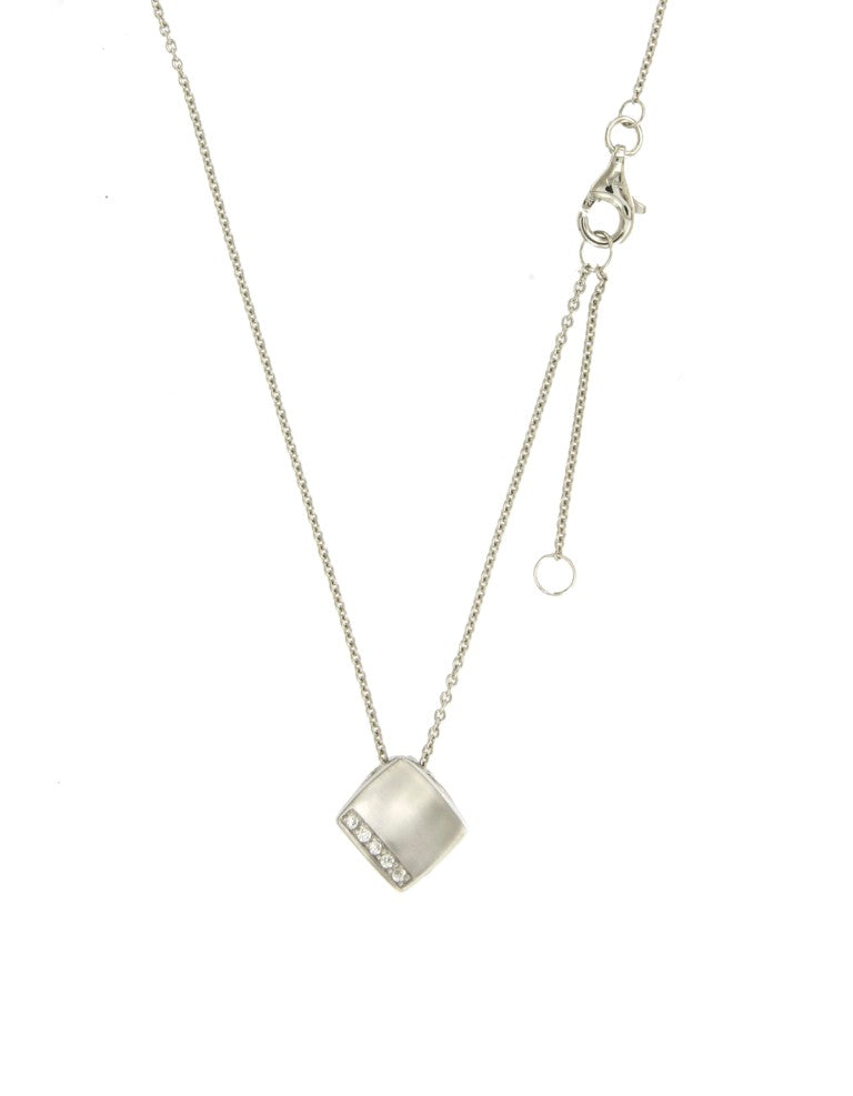 Collier femme argent rhodié pendentif carré zirconia