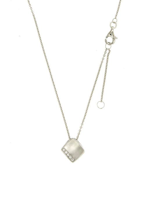 Collier femme argent rhodié pendentif carré zirconia