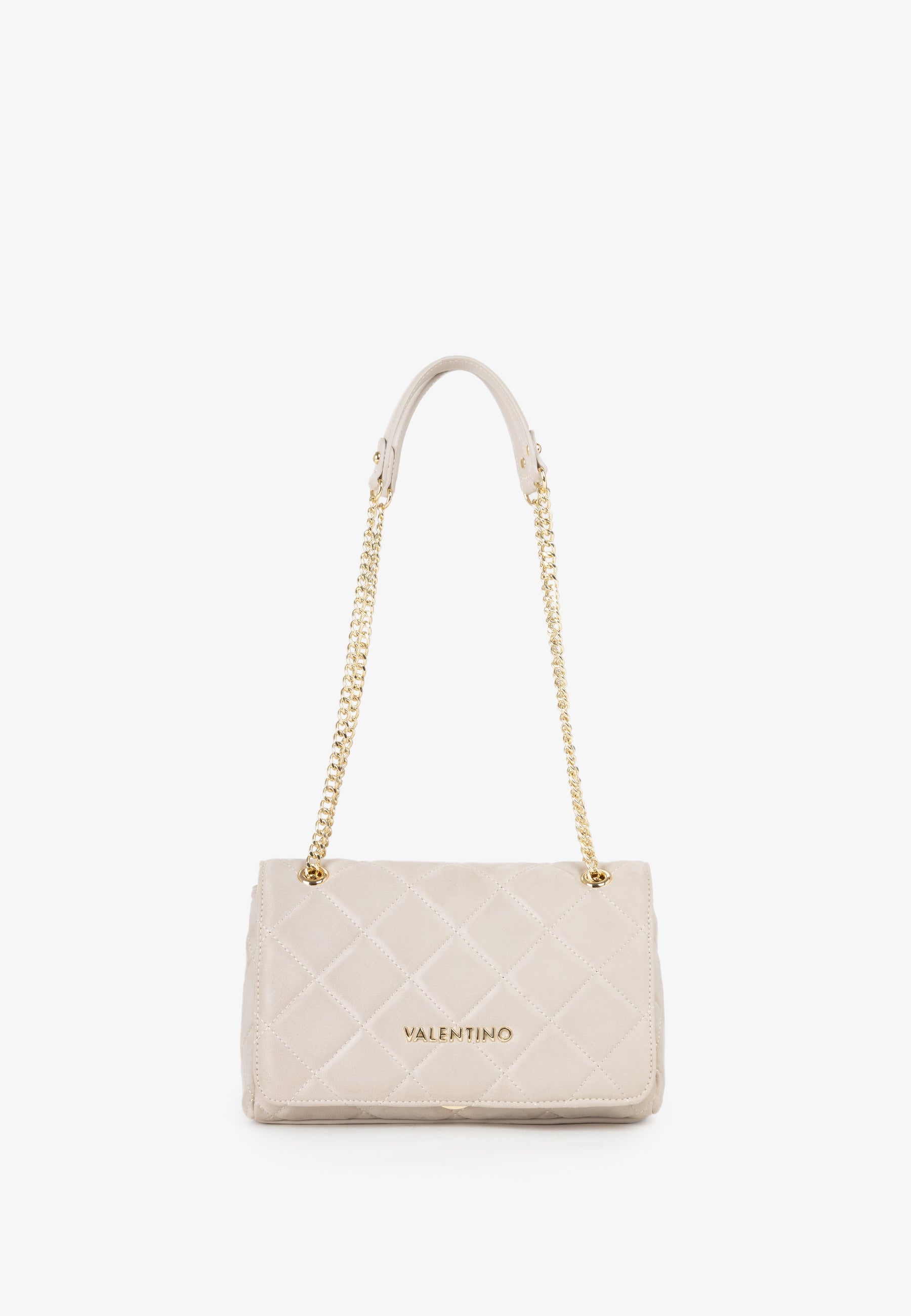 Sac bandoulière femme matelassé écru chaîne dorée