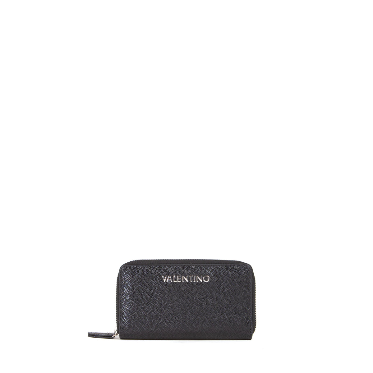 Portefeuille femme zippé cuir grainé noir élégant