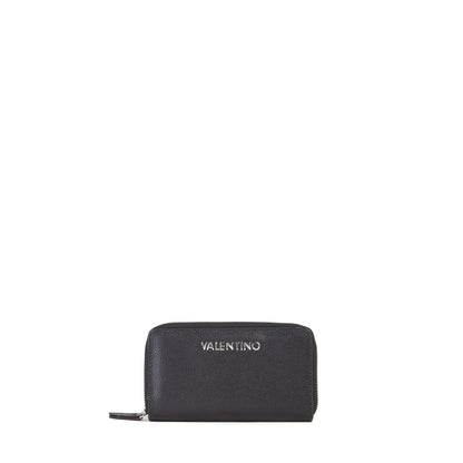 Portefeuille femme zippé cuir grainé noir élégant