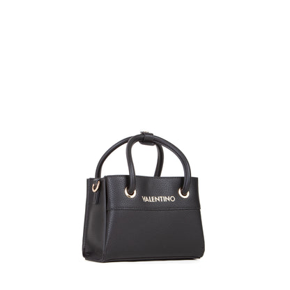 Sac à main femme noir structuré anses rondes dorées