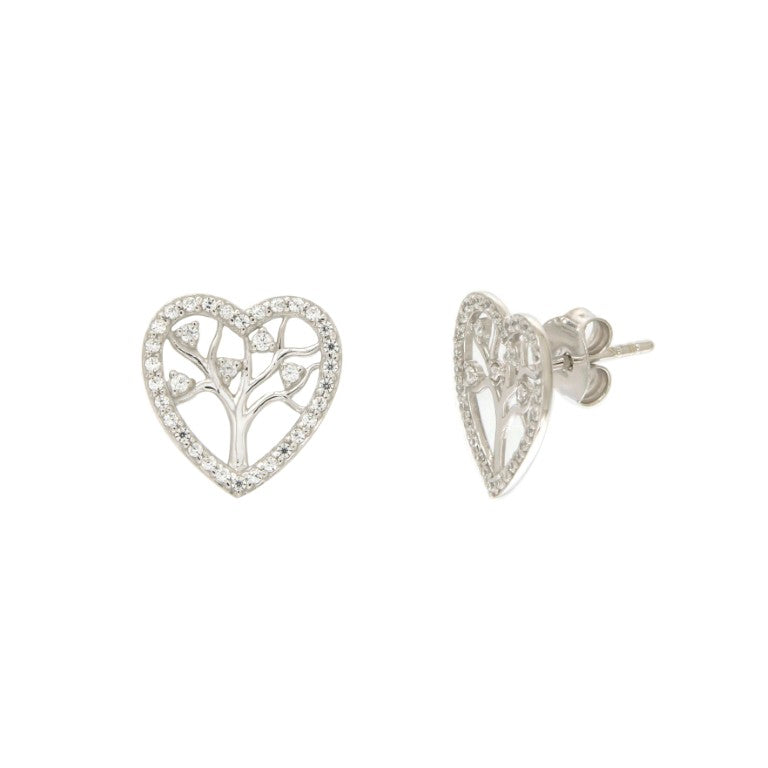 Boucles d'oreilles femme argent 925 rhodié arbre de vie zirconia