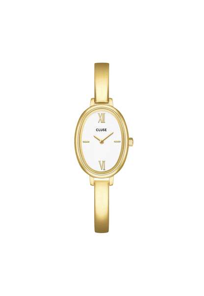 Montre L'Ovale Acier, Blanc, Couleur Or