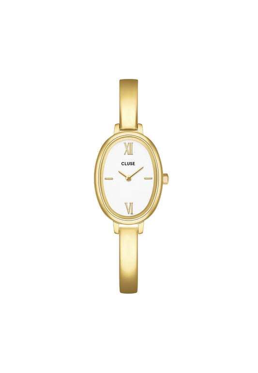 Montre L'Ovale Acier, Blanc, Couleur Or