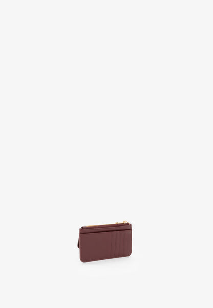 Porte-monnaie femme cuir grainé bordeaux zippé