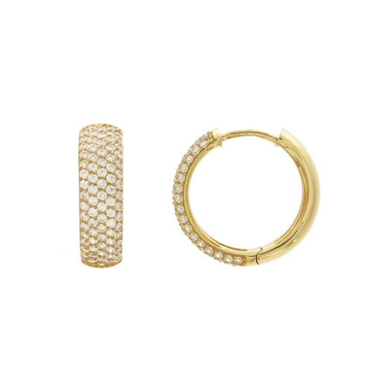 Créoles femme argent doré pavé zirconia 20 mm