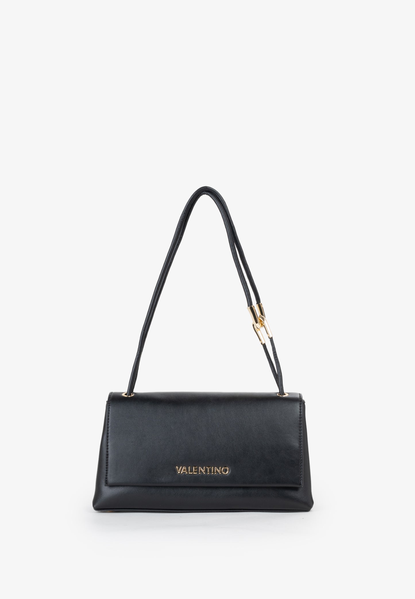 Sac femme baguette noir rabat doré élégant