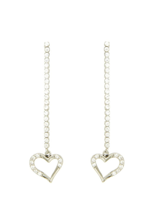Boucles d'oreilles pendantes femme argent 925 cœur zirconia