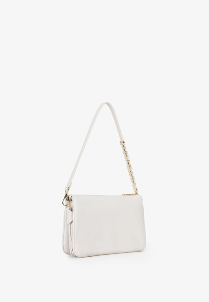 Sac bandoulière femme écru détail chaîne dorée élégant