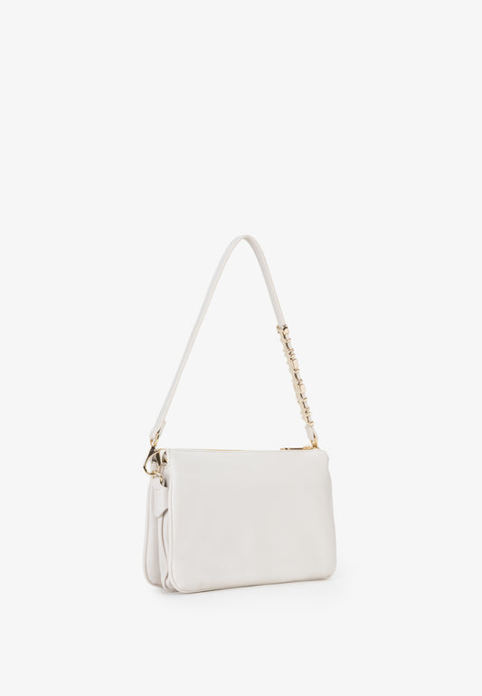 Sac bandoulière femme écru détail chaîne dorée élégant
