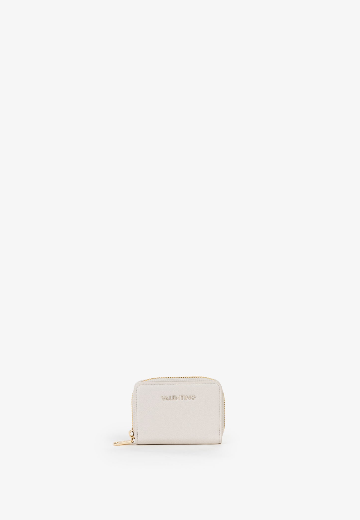 Portefeuille femme zippé écru finition dorée compact
