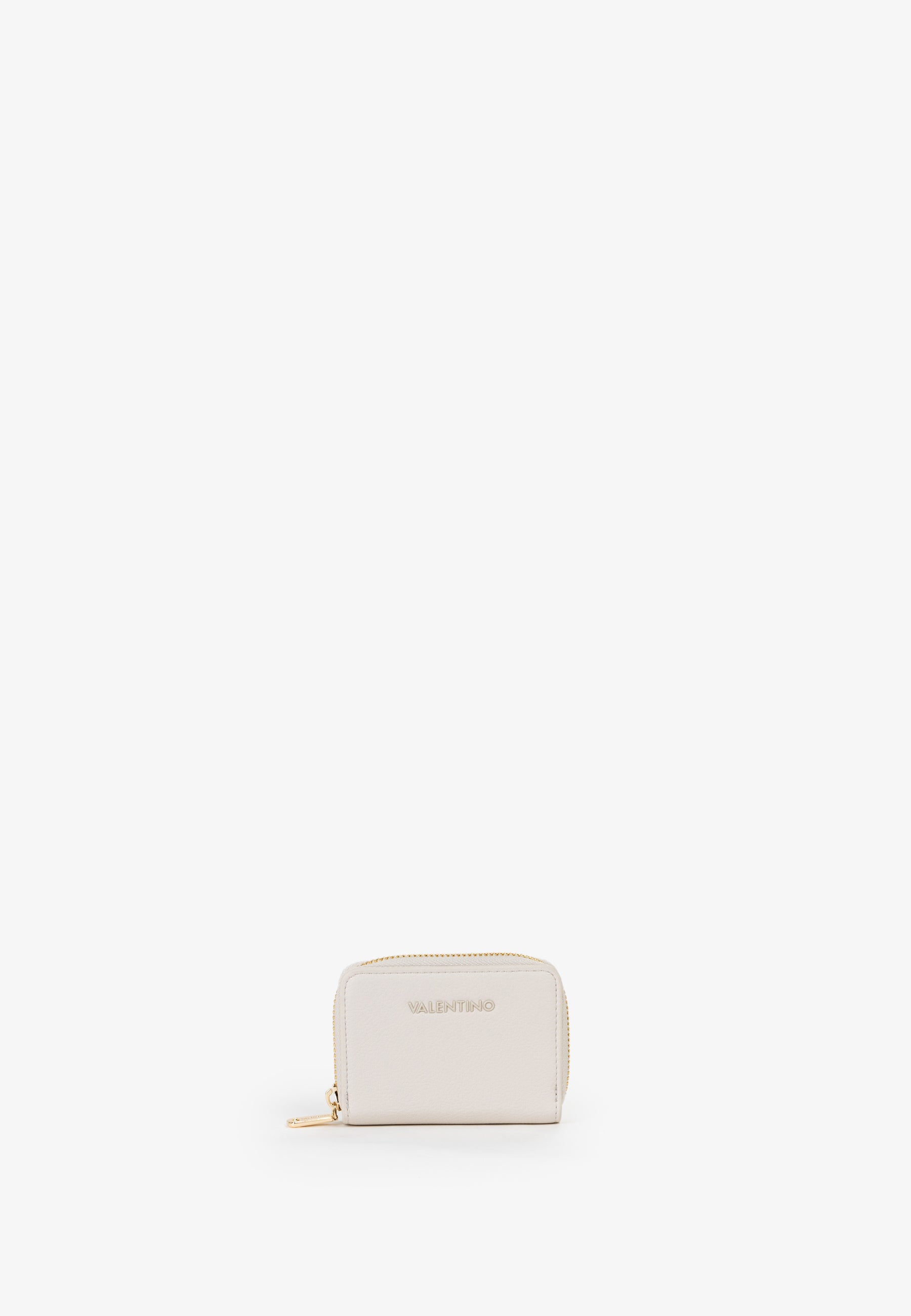 Portefeuille femme zippé écru finition dorée compact