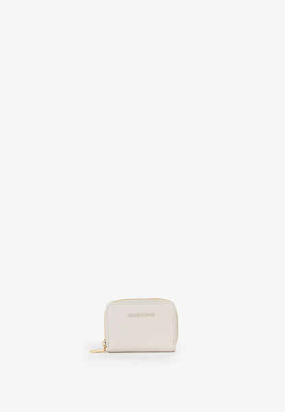 Portefeuille femme zippé écru finition dorée compact