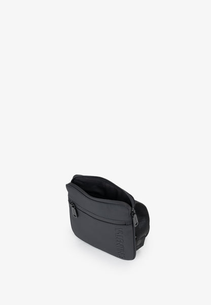 Sac bandoulière homme noir mat zippé compact