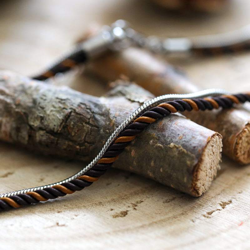 BRACELET HOMME   NOIR & CAMEL