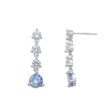 Boucles d'oreilles pendantes femme argent 925 zirconia bleu