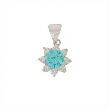 Collier femme argent rhodié pendentif fleur zirconia topaze
