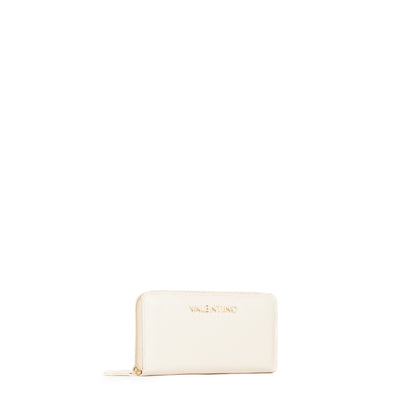 Portefeuille femme zippé beige doré élégant