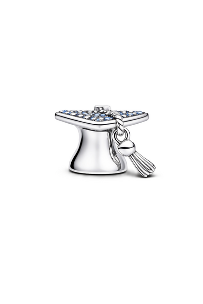 Charm de chapeau de remise de diplôme bleu scintillant 2026