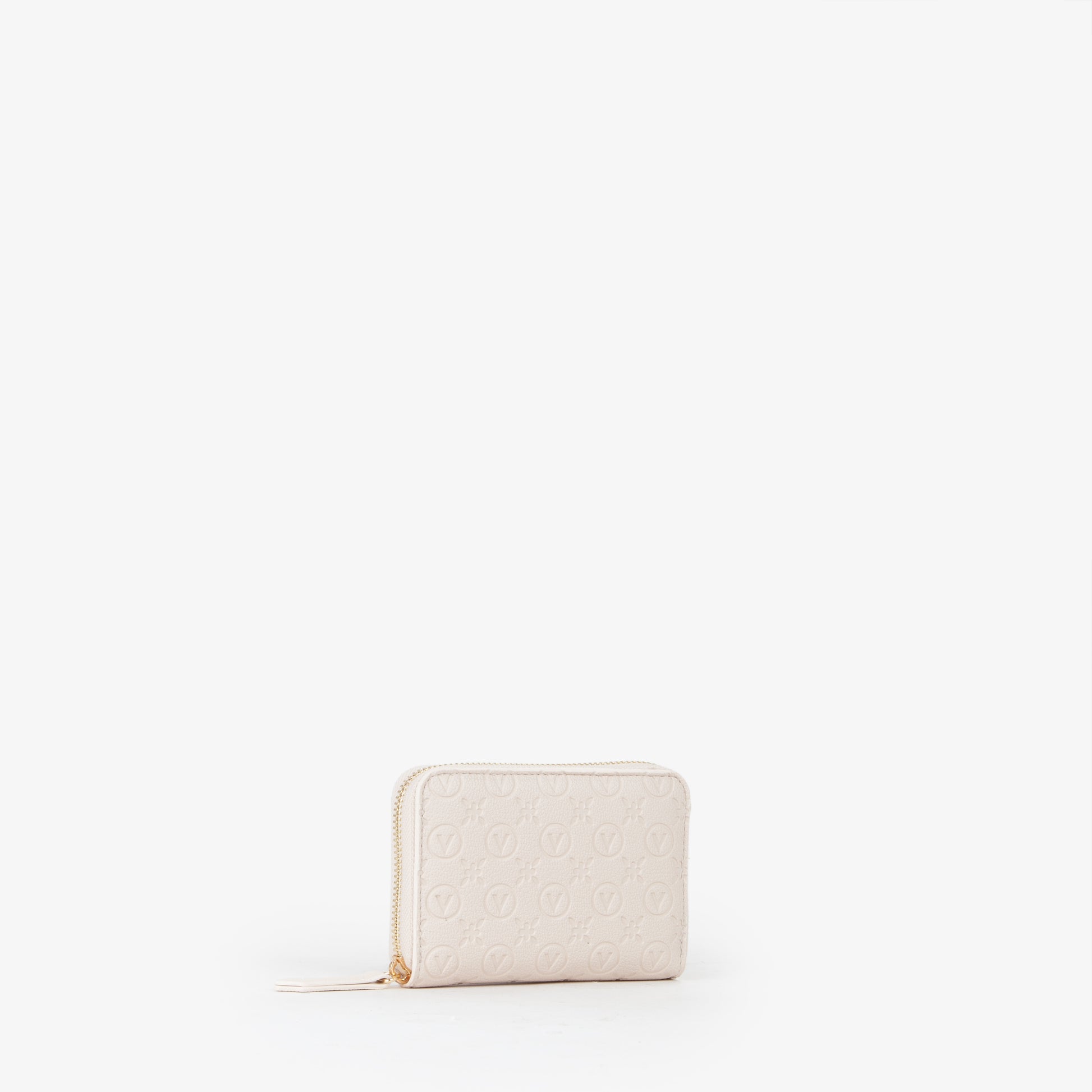Portemonnaie femme écru monogramme embossé zippé