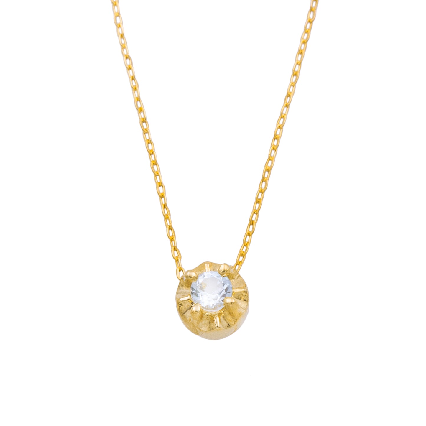 Collier femme or jaune 9 carats zircon solitaire 40 cm