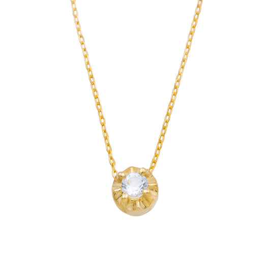 Collier femme or jaune 9 carats zircon solitaire 40 cm