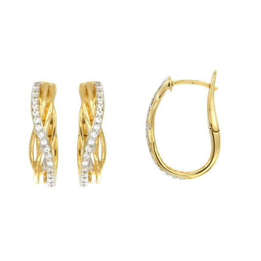 Créoles femme argent doré entrelacé zirconia