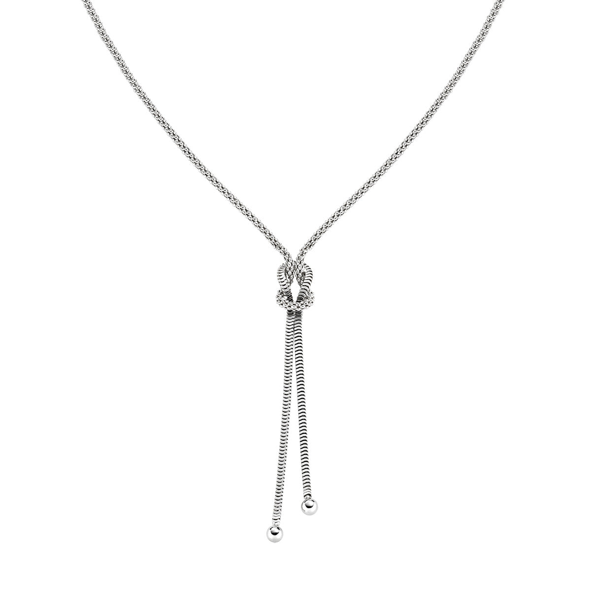 Collier femme argent rhodié nœud marin lariat 40cm