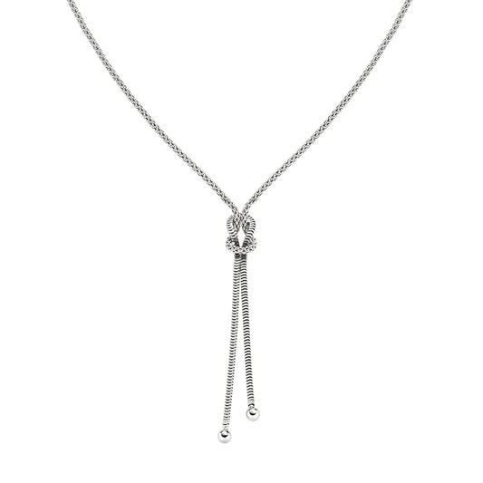 Collier femme argent rhodié nœud marin lariat 40cm