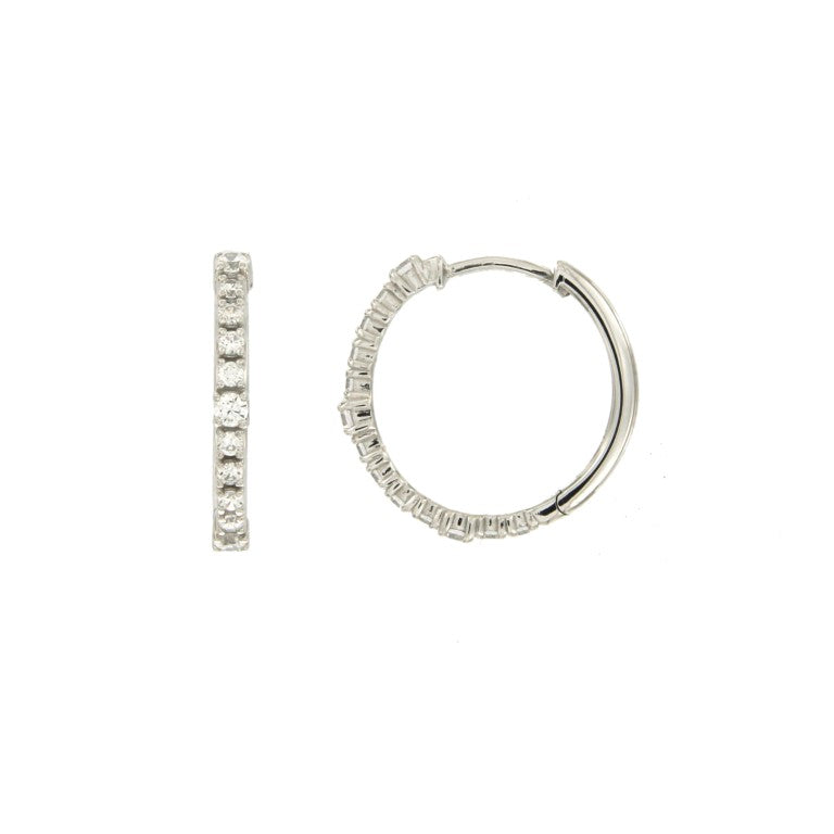 Créoles femme argent rhodié 18mm zirconia charnière