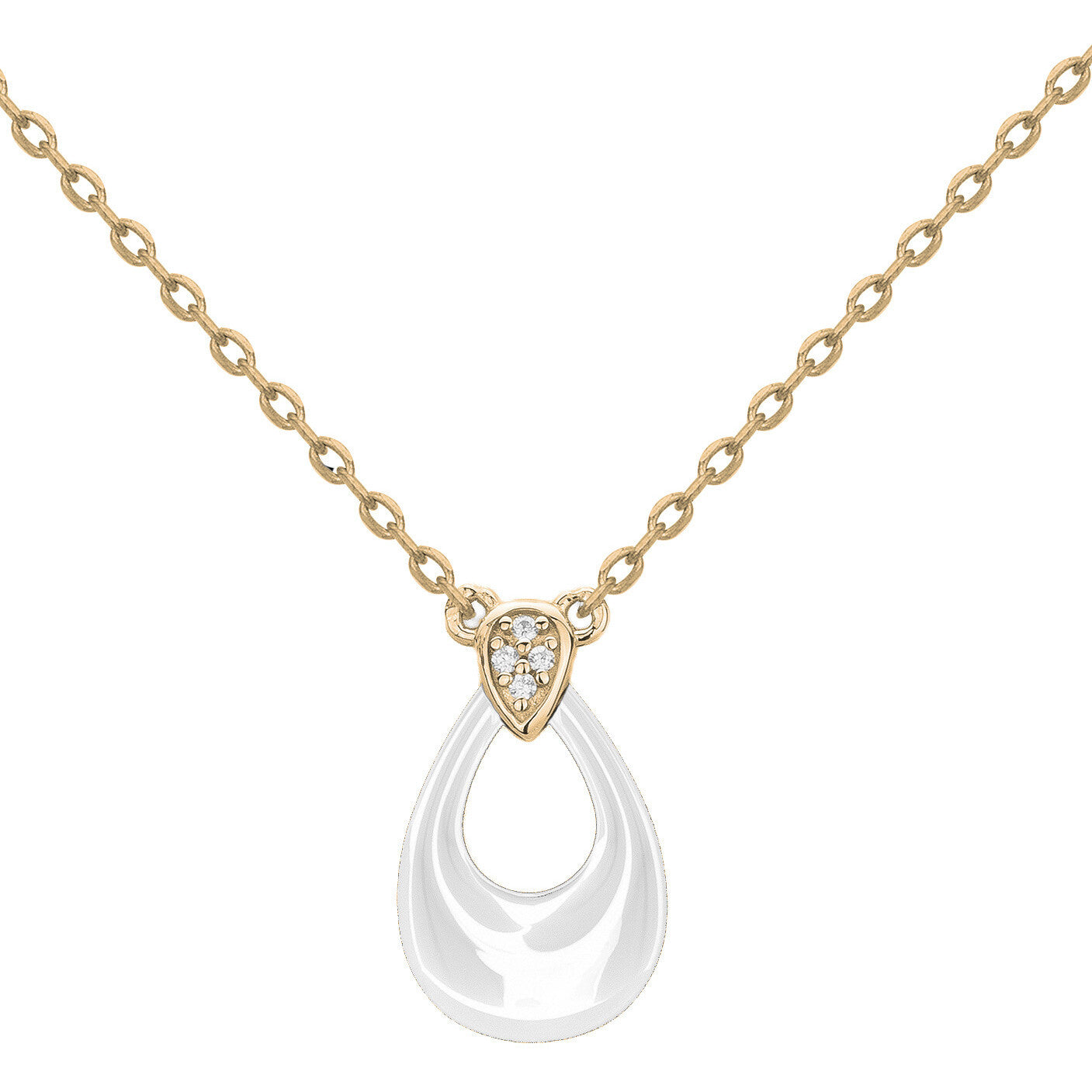 COLLIER PLAQUE - CERAMQIUE BLANCHE - ZIRCONIA