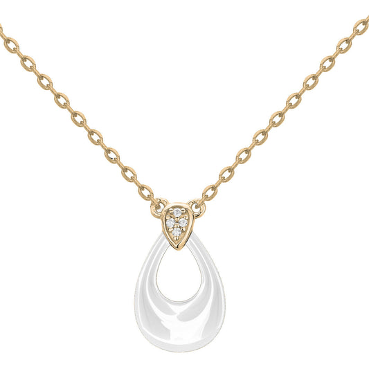 COLLIER PLAQUE - CERAMQIUE BLANCHE - ZIRCONIA